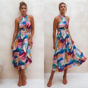 Bali Elf‎ Glowing Hera Infinity Dress, Havana Tropical Print Sz S